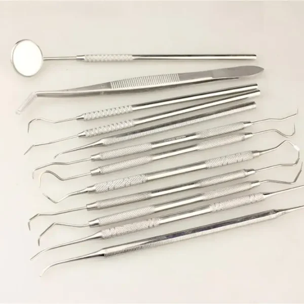 Oral Dental Material 12 pc of Medical Oral Mirror Tweezers Probe Cleaning Hook Water Gate Filler tool plaque Cleaner Pick teeth