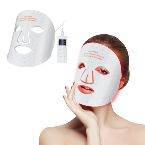 Face Silicone LED Mask LED Light 4 Colors Photon Infrared Red Light Therapy Flexible Facial Beauty Mask Skin Care Anti-Wrinkle