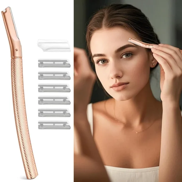 Women's Eyebrow Razor Face Dermaplaning Tool for Exfoliation And Peach Fuzz Removal with 6 Refill Blades Facial Care