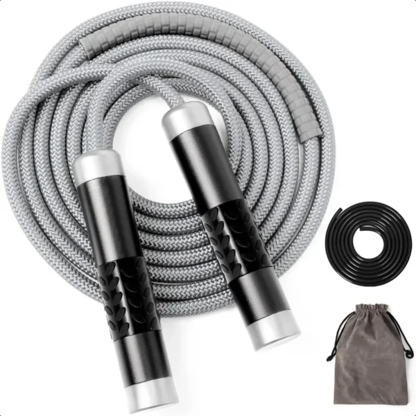 1LB Weighted Jump Ropes for fitn Women Men Free Ball Bearing Rapid Speed Skipping Jump Rope with Adjustable 9mm Cotton PVC Cord