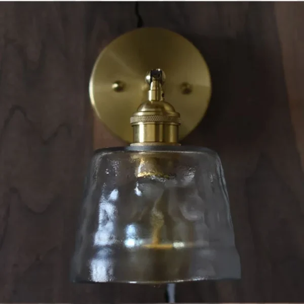 frosted hammered glass wall sconce lamp handmade nordic crystal dinning room hotel bar restaurant luxury copper brass cafe lamp