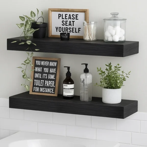 Solid Wood Solid Wooden Floating Shelves Wall Mounted Floating Design Display Stand Storage Rack Book Shelf Storage Organizer