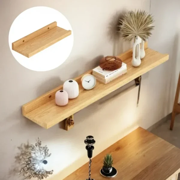 Wooden Shelves Wall Floating Shelves Partition Laminate Hanging Hole-free Home Closet Organizer Decor Living Room Storage Shelf