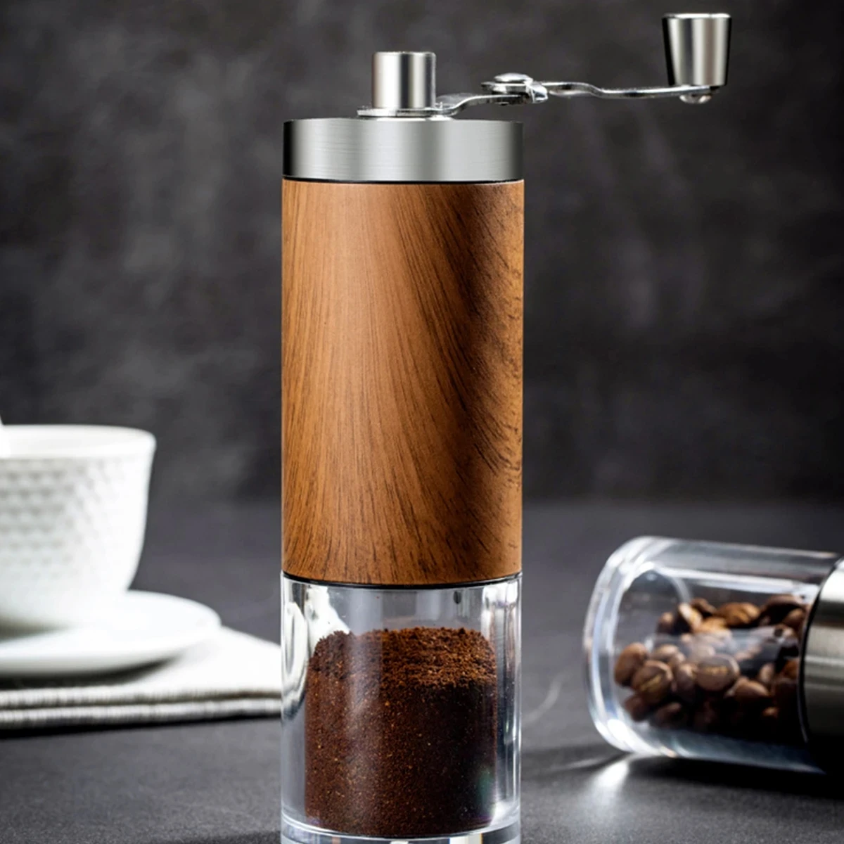 coffee bean grinder portable wood grain stainless steel crank hand hand coffee grinder kitchen tool grinder coffee bean grinder portable wood grain stainless steel crank hand hand coffee grinder kitchen tool grinder