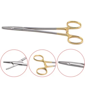 1pc dental needle holder plier tc head german reusable stainless steel gold plated handle orthodontic forcep surgical instrument