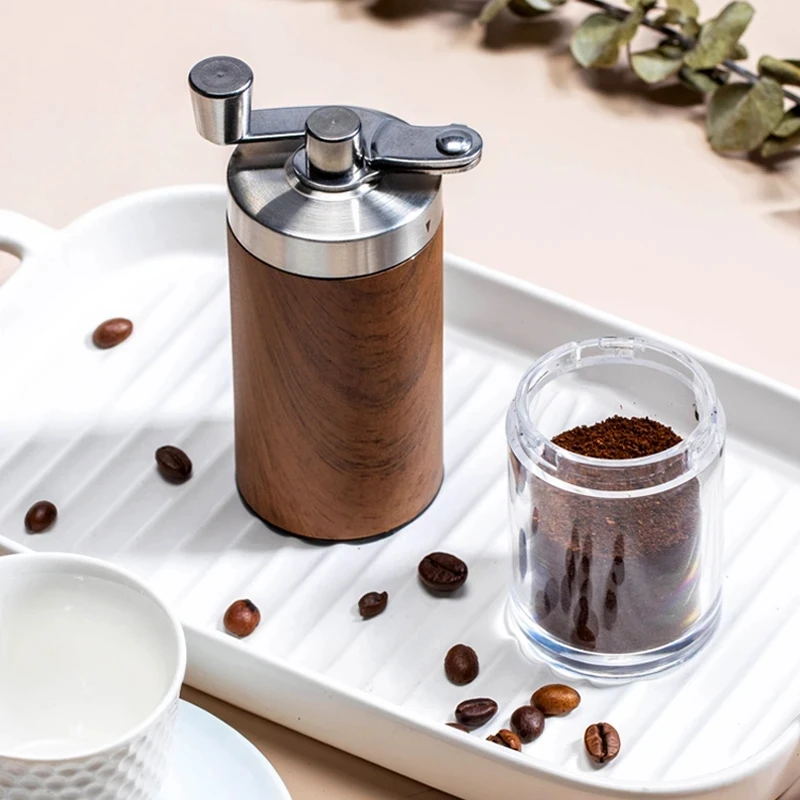 coffee bean grinder portable wood grain stainless steel crank hand hand coffee grinder kitchen tool grinder coffee bean grinder portable wood grain stainless steel crank hand hand coffee grinder kitchen tool grinder