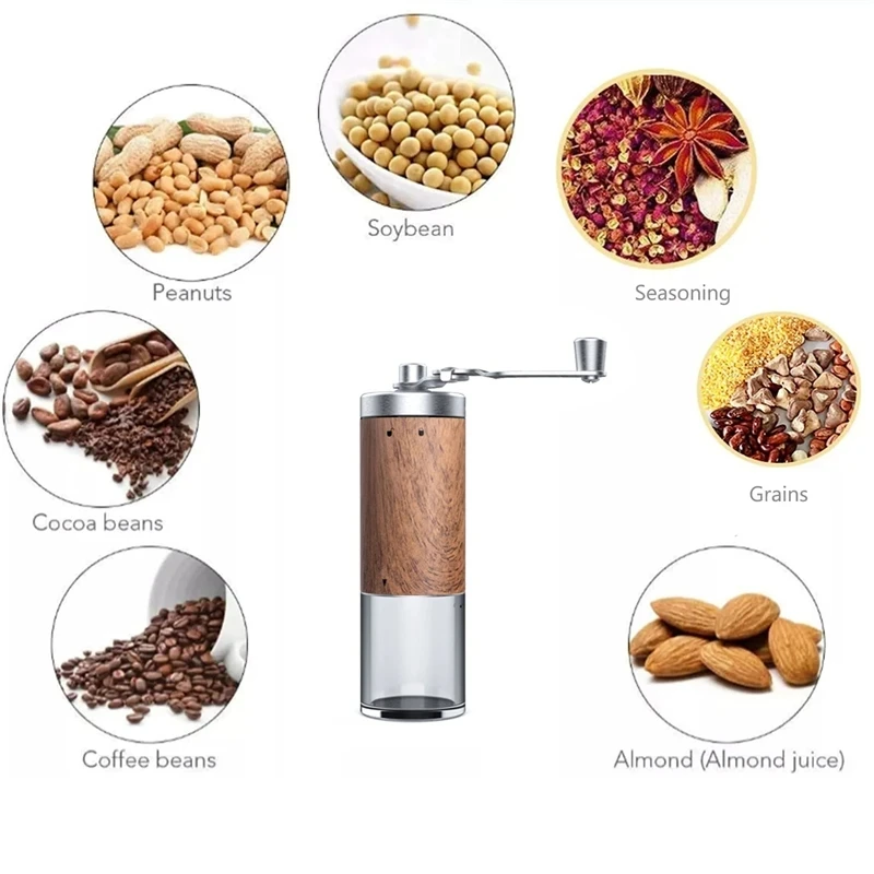 coffee bean grinder portable wood grain stainless steel crank hand hand coffee grinder kitchen tool grinder coffee bean grinder portable wood grain stainless steel crank hand hand coffee grinder kitchen tool grinder